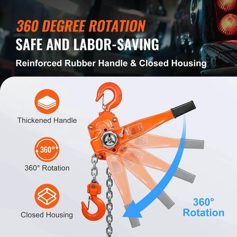 3 Ton Lever Chain Hoist 10 Ft Lift G80 Galvanized Carbon Steel Weston Double Pawl Brake Auto Chain Lead 360 Degree Hook