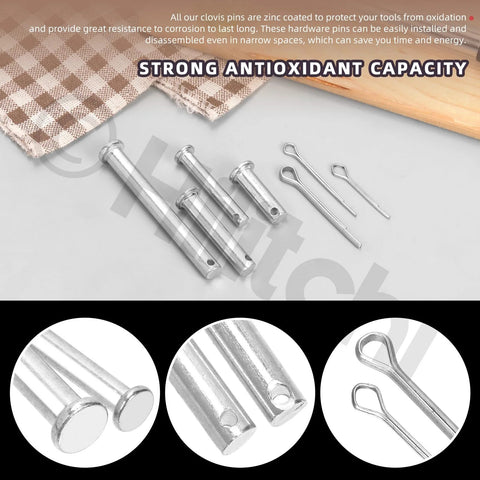 51 Piece Clevis Pins Assortment Kit With Zinc Plated Cotter Pins Includes 18 Sizes M5 M6 M8 M10 M12 Flat Head Single Hole Round Pins T Shape Design