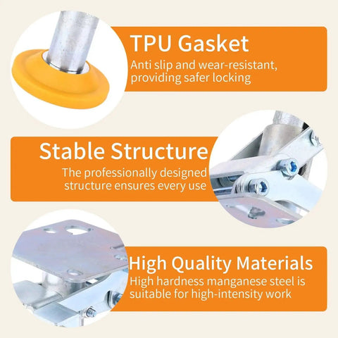 Floor Lock For Carts With Brake Function And Height Adjustable Load Lock showcasing TPU gasket and manganese steel.