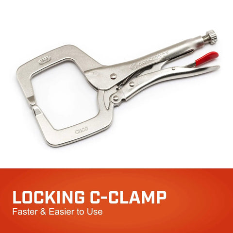 Heavy Duty Locking C Clamp With Compound Action And Hex Key Receiver Adjustable Metal Clamp 11 Inch Nickel Plated Rust Resistant