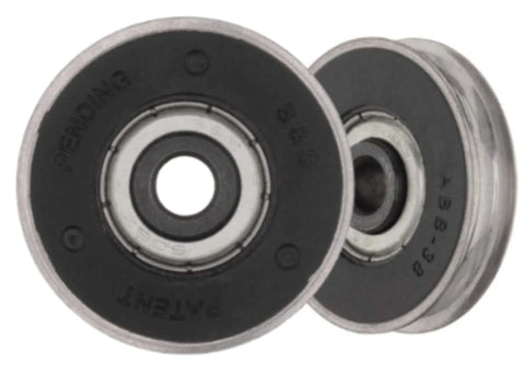Close-up of Premium One And One Quarter Inch Sliding Door Roller Replacement Kit For Patio Doors, Stainless Steel Bearing Wheel
