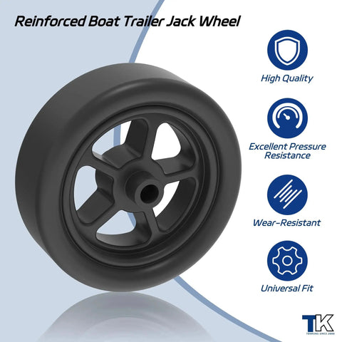 1500 Lb Trailer Jack Swivel Caster Replacement With Upgraded 6 Inch Spoked Wheel And Pin For 2 Inch Diameter Jack Tubes, Black