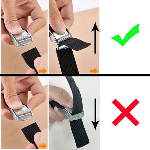 Correct and incorrect ways to use straps on Car Seat Dolly For Airport Travel Cart With Foldable Luggage Trolley