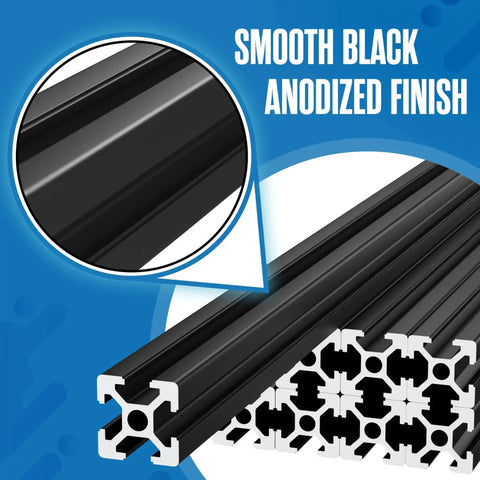 Aluminum Extrusion T Slot Rail 20x20mm 1220mm Kit For 3D Printer CNC Framing And DIY Projects with black anodized finish