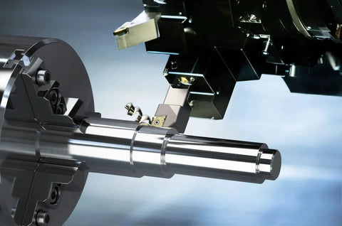 Indexable Lathe Turning Tool Kit With Twenty One Piece Pro Grade Set Featuring Three Eighths Inch And Ten Millimeter Shanks in use
