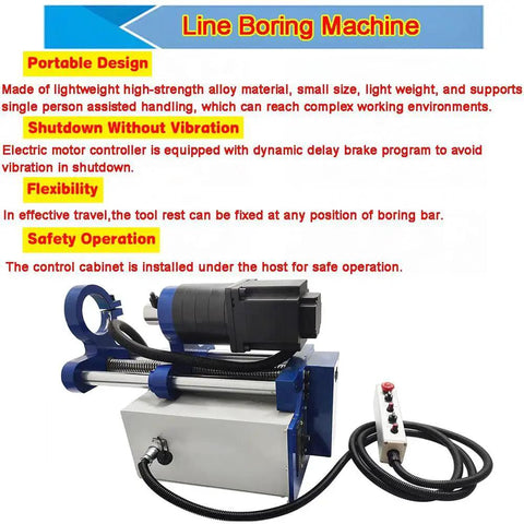 Portable Line Boring Machine 110V Pro Grade Drilling Tool For Precise Hole Work Adjustable 35mm To 80mm Hole Diameter 5.25 Ft Connecting Bar