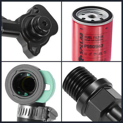 Disaster Prevention Kit For Ford 6.7L Power Stroke Super Duty Trucks 2011-2025 components, includes fuel filter and fittings.