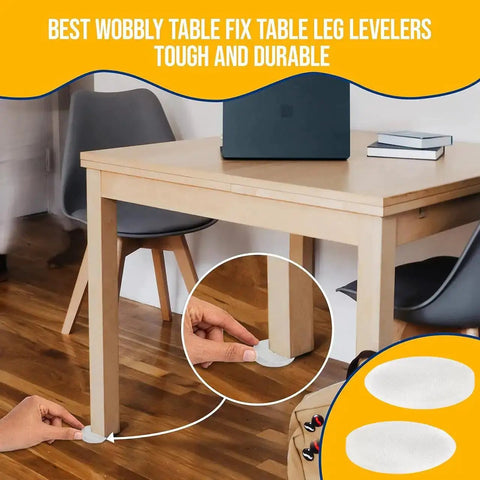 Clear Circular Table Leg Wedges For Wobble Free Furniture Non Slip Rubber Levelers installed under wooden table leg