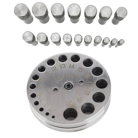 Pro Grade Steel Disc Cutter Set For Jewelry Making With Round Pendant Punch Tool And Six Dies, Flat Bottom For Accurate Punching