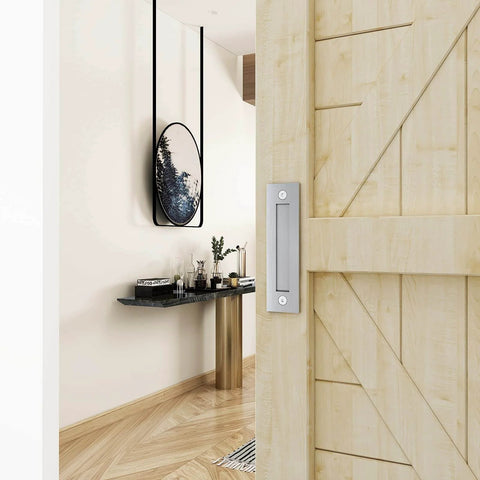 48 Inch Aluminum Bypass Sliding Door Hardware Kit Includes Two 8 Inch Barn Door Handles Commercial Grade Box Track Smooth Rolling Convex Rails