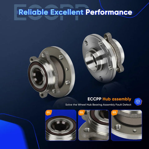 Wheel Bearing And Hub Assembly 5 Lug With Abs For VW Jetta Beetle Golf GTI Passat Tiguan And Audi A3 TT CC 2 pack