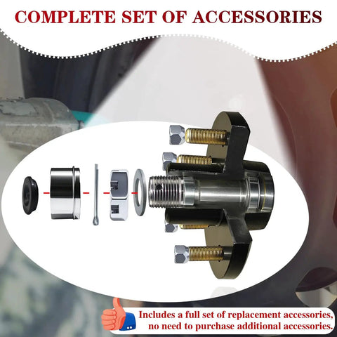 Heavy Duty Trailer Hub Kit 6 On 5.5 Inch For 5200 To 6000 Lbs Trailers, Fits 1-1/4 To 1-3/4 Inch Round Axles, 6 Lug Bolt Pattern