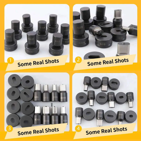 Heavy Duty Oval Punch Die For CH70 Electric Hydraulic Press, 14x20mm Oval Punch Tool set, showing various sizes and configurations