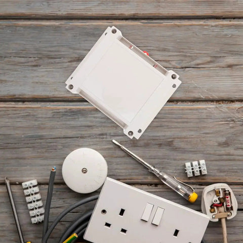 Weatherproof Outdoor Electrical Junction Box In Gray Flame Retardant ABS Plastic Industrial Enclosure with sockets and tools