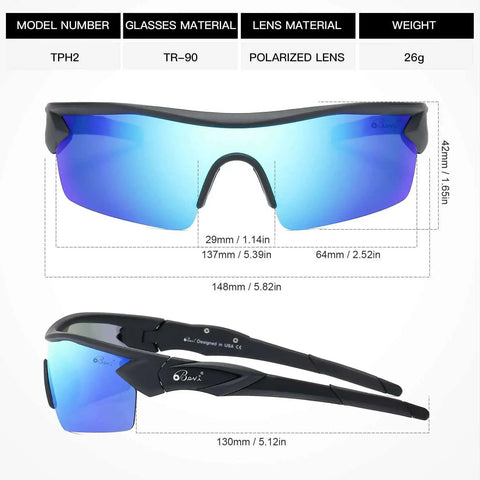 Dope Polarized Sports Sunglasses TR90 Unbreakable Frame For Men And Women Ideal For Running, Cycling, Golf, Baseball UV400 with blue lens