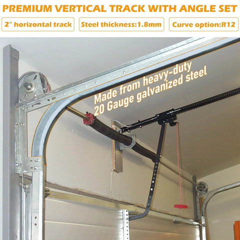Heavy Duty Garage Door Track Kit With Curved Horizontal And Vertical Rails Connector Set Includes R12 And R15 Durable Rail Repair Parts