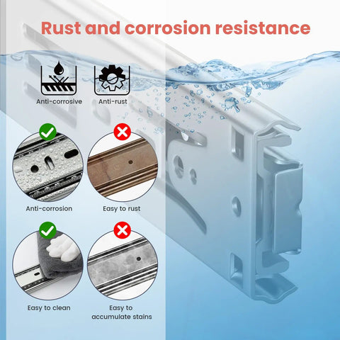 Image of rust-resistant and anti-corrosive 22 Inch Soft Close Drawer Slides Built To Last Heavy Duty Side Mount 100Lb Capacity Full Extension Ball Bearing Cabinet Glides For Kitchen And Dresser 6 Pairs 12 Pack, featuring easy-to-clean surface.