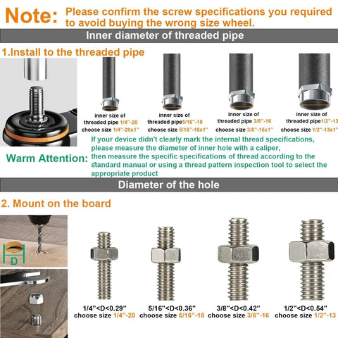 Installation guide for Heavy Duty 4 Inch Stem Caster Wheels Set Of 4 With Dual Locking Brakes For Furniture And Carts with threaded stems