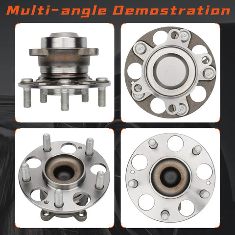 Multi-angle view of Rear Wheel Bearing Hub Assembly Set For Honda Civic 2012 2013 2014 2015 ABS 5 Lug, durable metal.