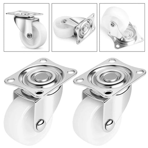 1 Inch Swivel Caster Wheels With Rubber Base For Furniture Trolleys And Projects, close-up of wheels with ball bearing feature.