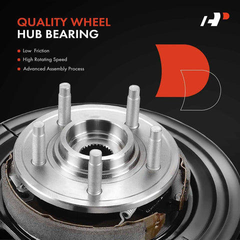 Close-up of Rear Left Steering Knuckle And Wheel Bearing Hub Assembly For Ford Explorer 2002-2005, 5-Lug, Driver Side.