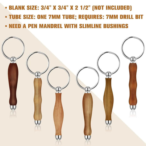 12 Piece Wood Turning Keychain Kit Set For DIYers And Woodworking Fans Includes Woodturning Mandrel And Accessories Perfect Gift For Carpenters And Hobbyists With 7mm Shank And Silver Finish