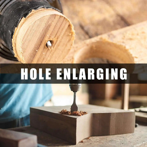 Close-up of drill enlarging hole in wood using All In One 246 Piece Drill Bit Set For Cordless Drills With Wood Metal Masonry Cement Bits And Screwdriver Bits Versatile DIYers Home Improvement Combo Kit For Drilling And Driving.