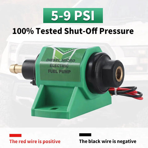 Universal 12V Diesel Fuel Pump 5-9 PSI, 35 GPH, 12D Super Model with five sixteenth inch inlet and outlet, front view