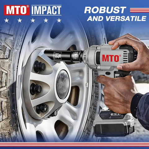 Impact wrench using Two Piece 1/2 Inch Female To 3/8 Inch Male Impact Socket Adapter on car wheel