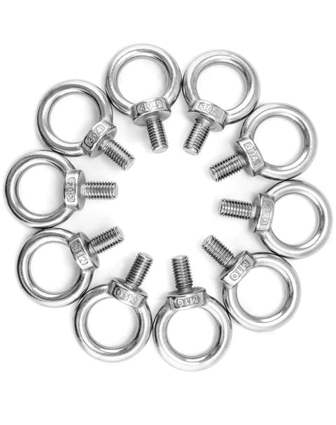 10 Pack Stainless Steel M10 Shoulder Lifting Ring Eye Bolts With Male Thread For Machinery Heavy Duty Ring Shoulder Eye Bolts