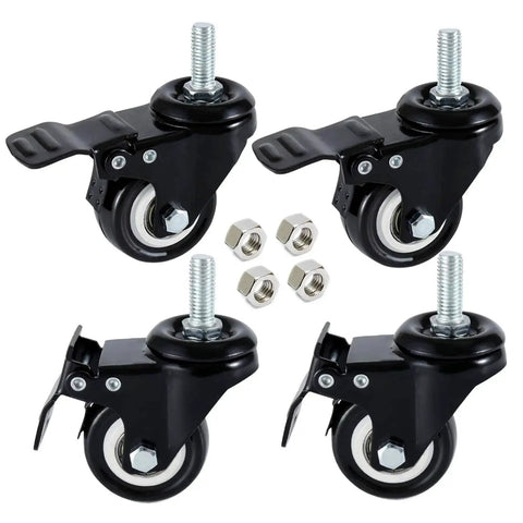 Heavy Duty Four Pack Swivel Stem Casters With 1.5 Inch Non Marking Polyurethane Wheels 330 Lbs Capacity Each 3/8 16 X 1 Stem Thread Nuts Included For Carts Trolleys And Furniture DICASAL