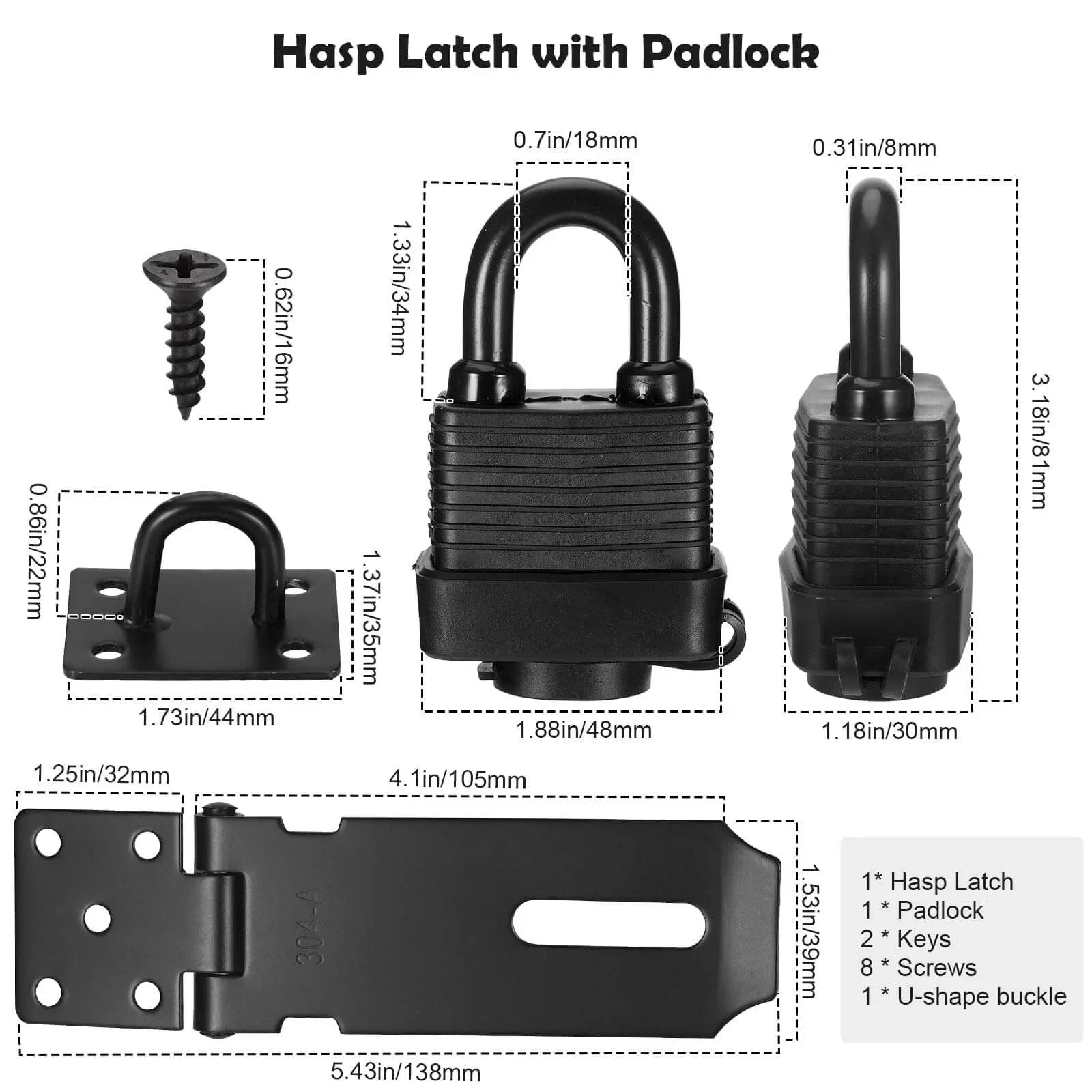 heavy duty stainless steel hasp latch for Security 🍁 &