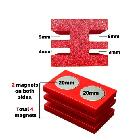 4 Pack Magnetic Laser Bed Hold Down Pins With Dual Sided Material Risers For Steel Honeycomb Beds, slots and magnets visible