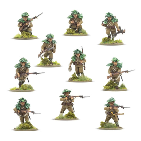 Japanese Army Infantry Platoon 28mm Plastic Miniatures For Bolt Action War Gaming World War II Tabletop Figures with Type 99 Rifles
