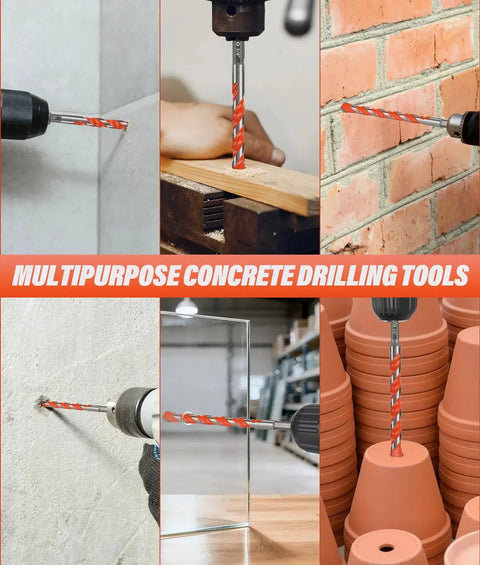 Seventeen Piece Concrete Drill Bit Set With Bit Holder And Keychain Carbide Hex Shank Masonry Drill Bits For Cement Brick Tile Glass