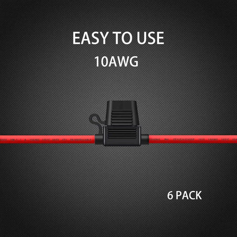 Heavy Duty 10 Gauge Inline Fuse Holder Kit For 12 Volt Systems Waterproof Red Fuse Holder For ATC ATO Blade Fuses
