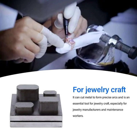Person using Pro Grade Disc Cutter Kit With 4 Hole Punch Die Disc Set Alloy Steel Metal Puncher Tool for jewelry crafting.