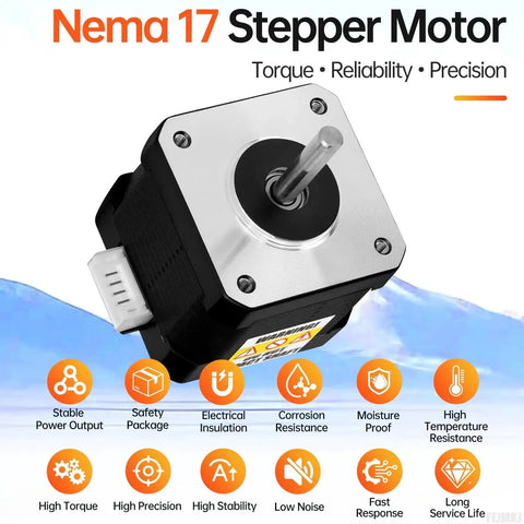 Powerful Nema 17 Stepper Motors Three Pack For 3D Printers And CNC Machines Boss Level Torque 0.47 Nm Bipolar