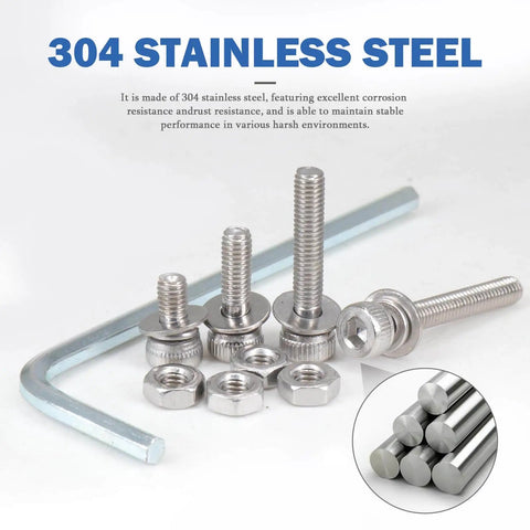 460 Piece Stainless Steel Bolt And Nut Kit With Washers For Metric Hardware M4 To M8 Includes Nuts Bolts Lock Washers