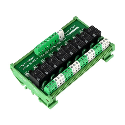 8 Channel SPDT DIN Rail Mount Relay Module 24V DC And AC Plug And Play Interface Board For PLC And Industrial Automation Heavy Duty Load Amplification And Control, top view