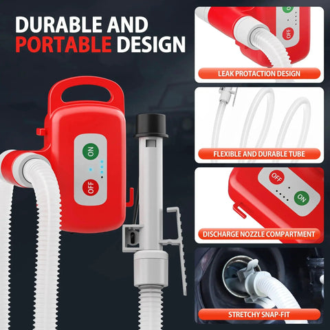 Rechargeable Fuel Transfer Pump With Auto Stop And Leak Protection, 3.4 GPM Automatic Gas Can Pump, 71 Inch Extra Long Hose