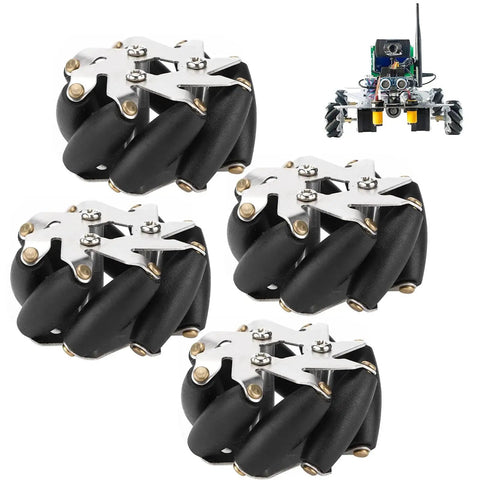 4 Pieces 48mm Steel Mecanum Wheel Set For Robot Car Left And Right Independent Drive 8 Roller Design