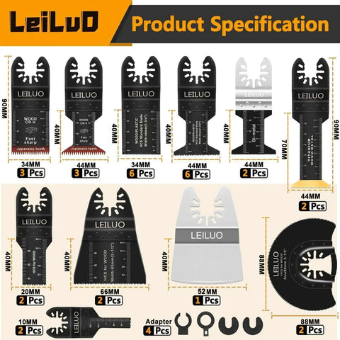 158-Piece Oscillating Tool Blade Kit With Sandpaper And Storage Bag For Quick Cuts And Smooth Sanding, LEILUO blade range