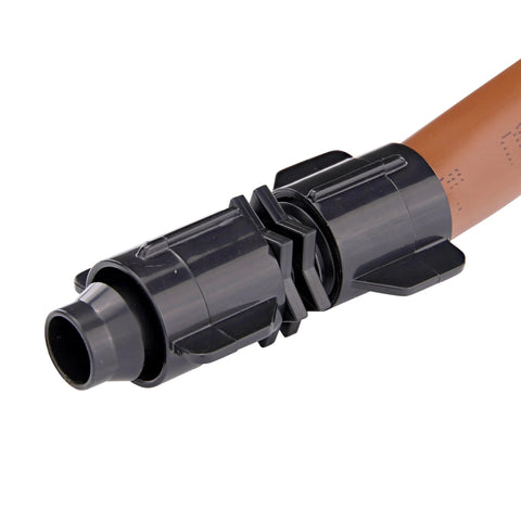 Raindrip S5600UB Smart Loc universal drip irrigation coupling, black plastic, for 1/2, 5/8, and 0.710 in tubing.