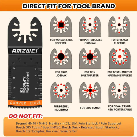 Pro Grade Oscillating Saw Blades Kit For Wood And Metal 28 Piece Universal Titanium Multitool Blades Set With Quick Release Includes 5 Blade Types For Precise Cutting Compatible With DeWalt Ryobi Milwaukee Rockwell Fein AMZWEI blade compatibility guide