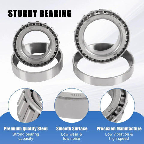Trailer Bearing Kit 25580 387A With Grease Seal For Dexter 10K GD After 2009 Drums, close-up of bearings and races