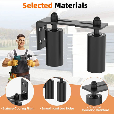 Sliding Gate Guide Rollers and Hardware Kit with Heavy Duty 4 Inch Adjustable Nylon Wheels and Rust Proof L Bracket, Black Finish