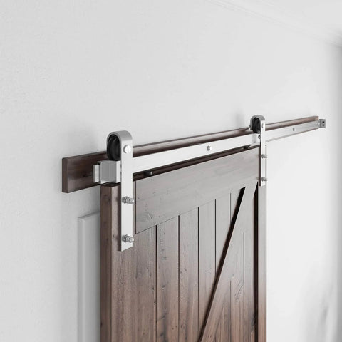Brushed Nickel Barn Door Hardware Kit For 36 Inch Wide Doors Heavy Duty Sliding Track With Quiet Operation Easy To Install 6 Feet Rail System