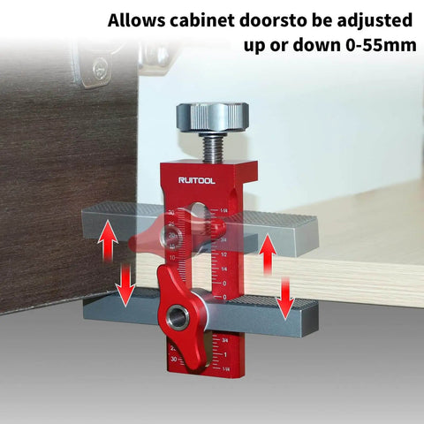 2 In 1 Cabinet Door Mounting Jig For Frameless Cabinets, Adjustable Aluminum Alloy Hardware Jig seen adjusting door height