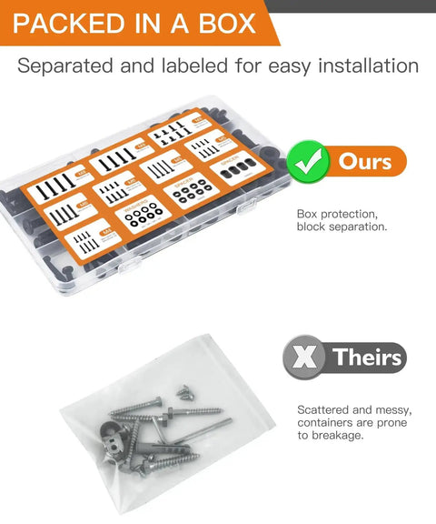All In One TV Wall Mount Hardware Kit With Box M4 M5 M6 M8 Screws Washers Spacers For VESA Mounting Replacement Set visible